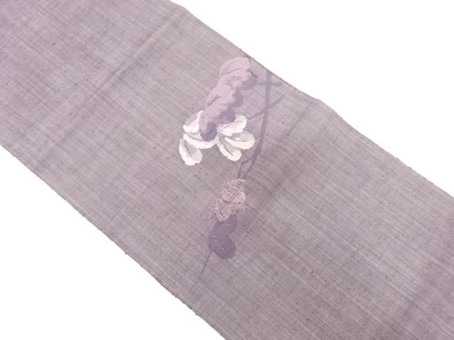 手織り紬　枝葉模様織り出し　名古屋帯